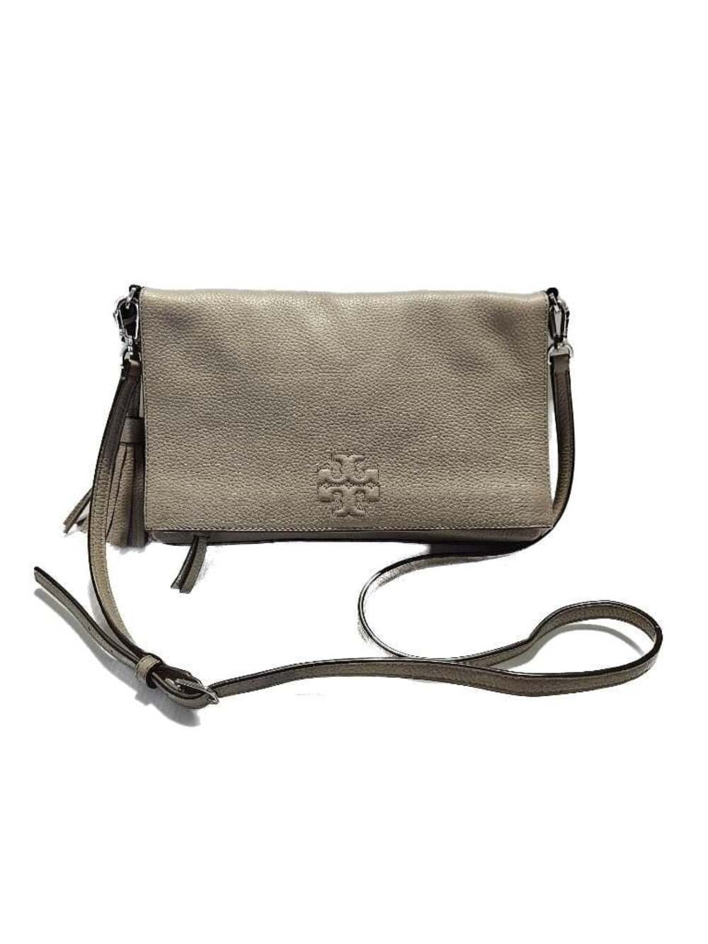 Tory Burch Thea Pebble Leather Tassel Crossbody Bag